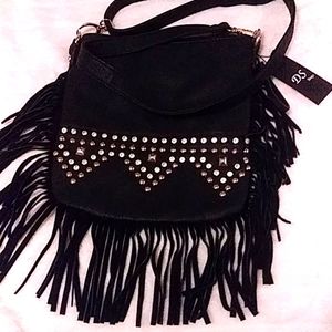 Black Suede Fringe Purse